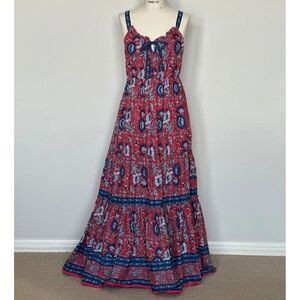 Bohemian Red and Blue Maxi Dress